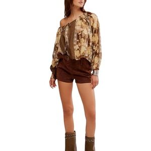 NEW Free People Elena Sheer Floral Print Top Size Small Long Sleeve MRP $128